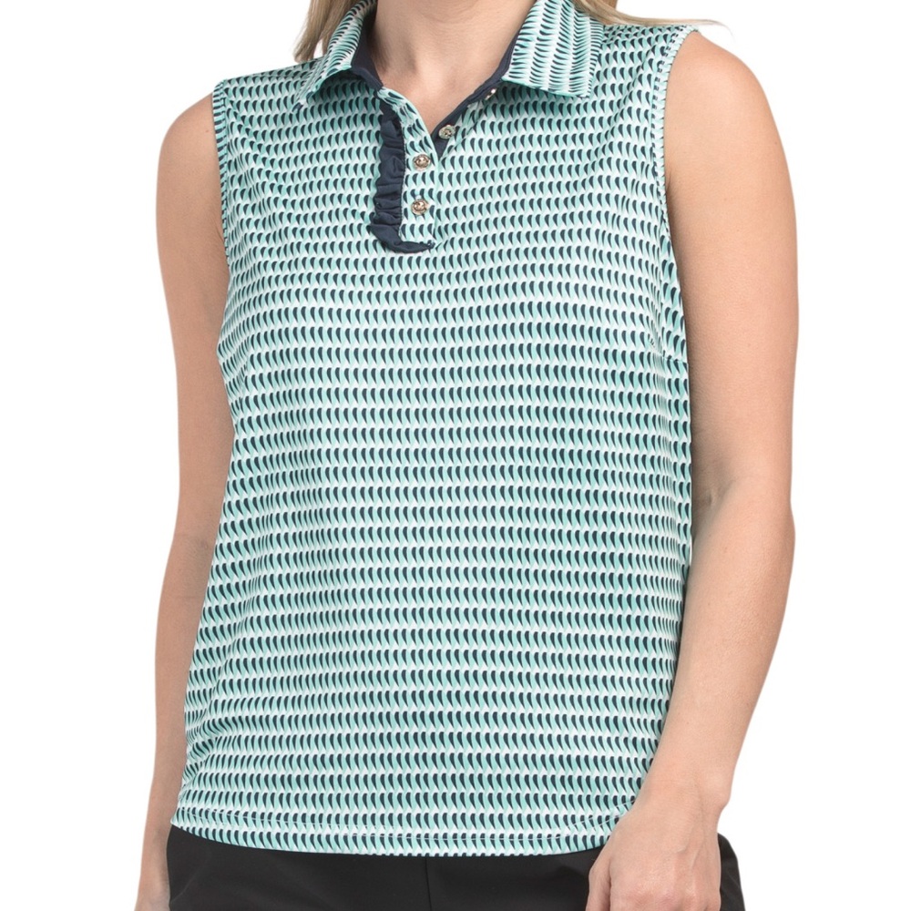 NWT Stella Parker ruffle front sleeveless polo